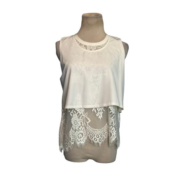 Sophie Rue Tops - Sophie Rue cream lace overlay sleeveless blouse size M